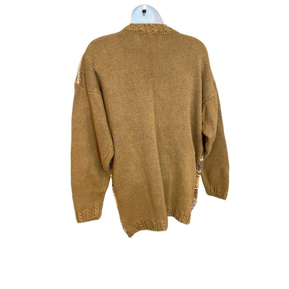 Crystal Kobe Vintage Brown Cable Knit Sweater Sz M - Picture 2 of 7